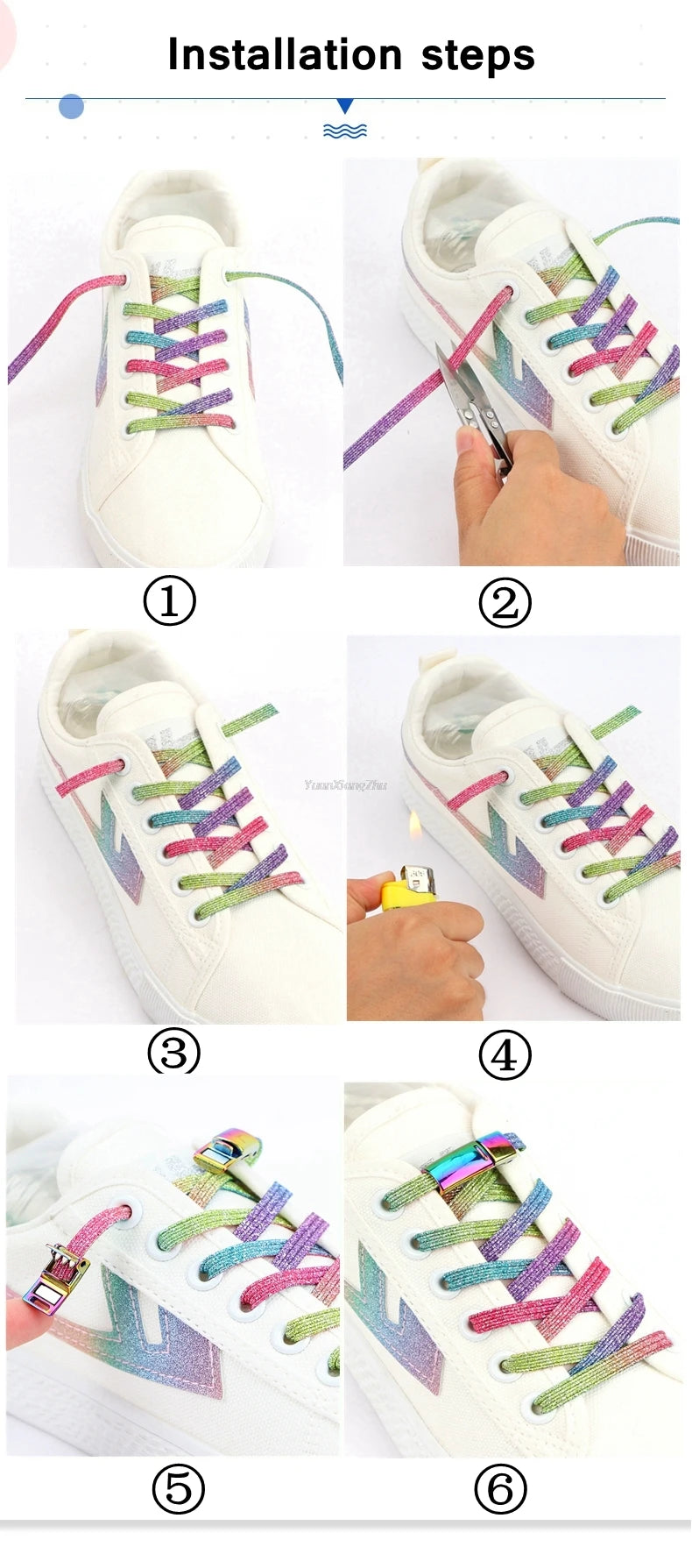 New Rainbow Magnetic Lock Shoelaces Elastic No tie Shoe laces Sneakers Shoelace Kids Adult Lazy Laces One Size Fits All Shoes