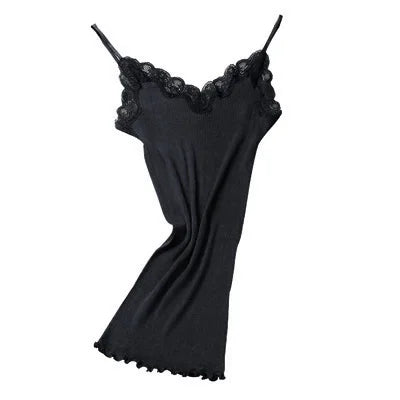 SuyaDream Women Lace Camis 70%Real Silk 30%Cotton Lace Camisoles Spandex knits Soft Basic shirt 2022 New Vest Solid colors