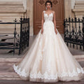 FA14 Vestido De Novia a Line Lace Wedding Dress Sexy Plus Size Sheer Back Bridal Dresses Robe De Novia Princess Wedding Gown