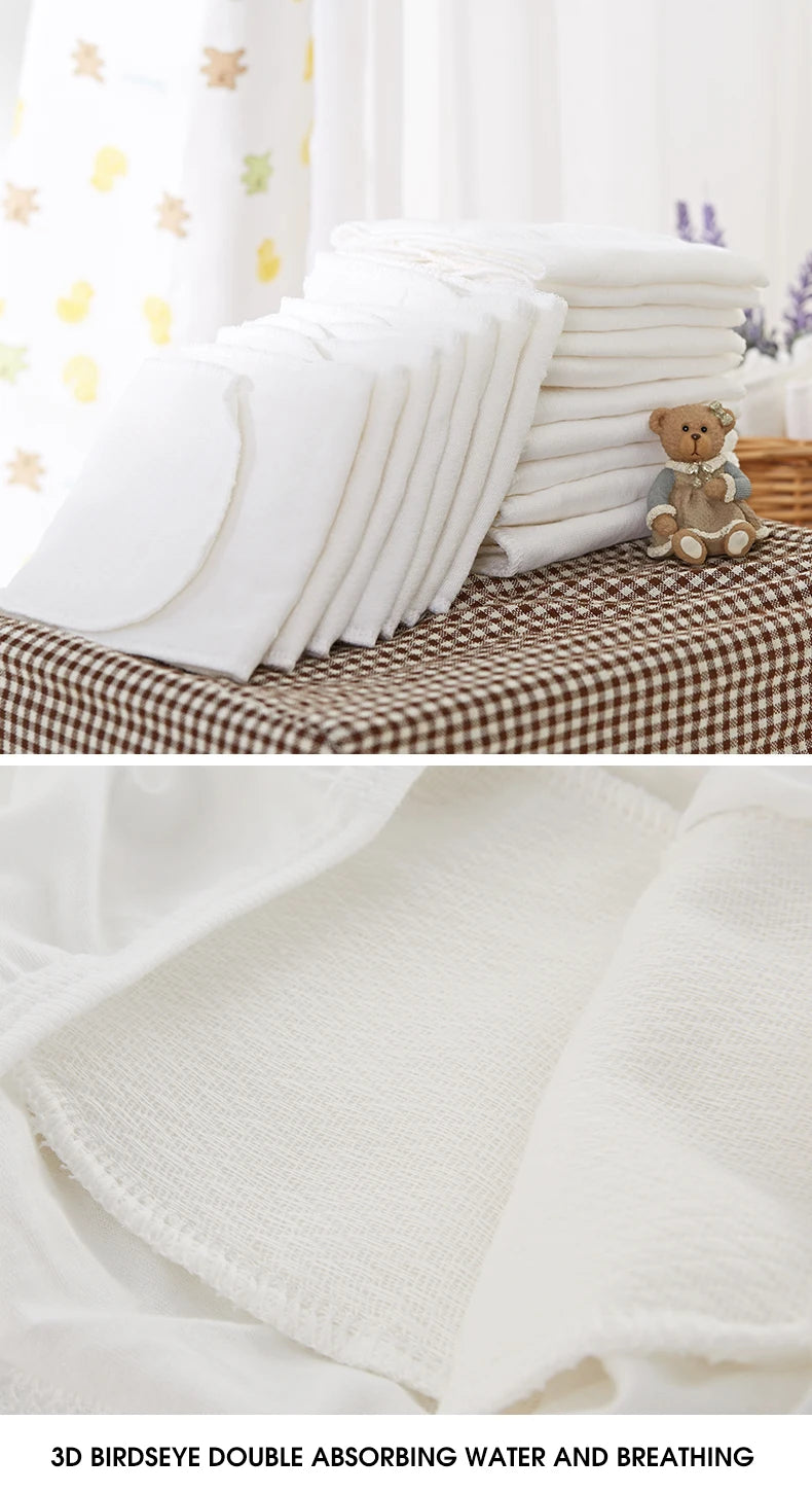 Reusable Cloth Diapers for Babies – 10pcs/5pcs Washable Ecological Cotton Nappies 3/6-Layer