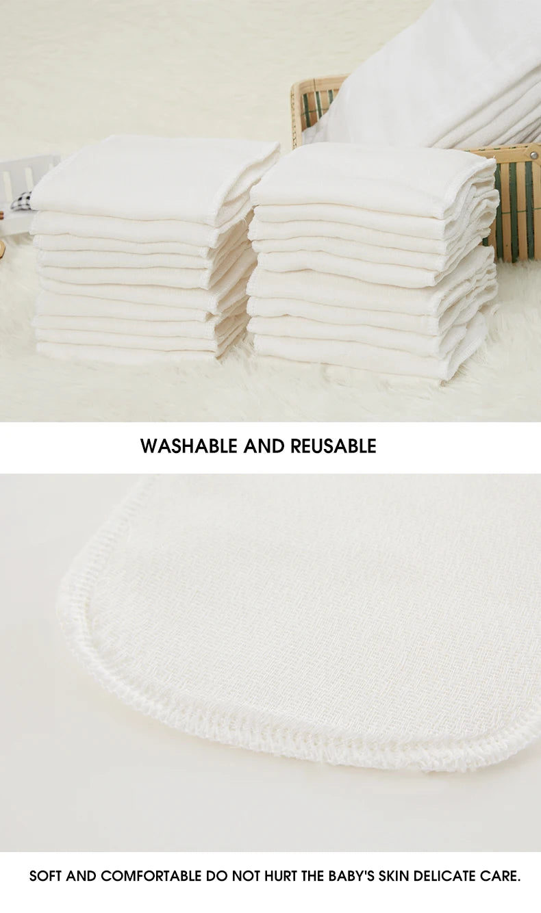 Reusable Cloth Diapers for Babies – 10pcs/5pcs Washable Ecological Cotton Nappies 3/6-Layer