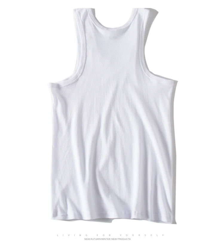 Hot Sale 100% Cotton Mens Sleeveless Tank Top Solid Muscle Vest Undershirts O-neck Gymclothing Tees Whorl Tops