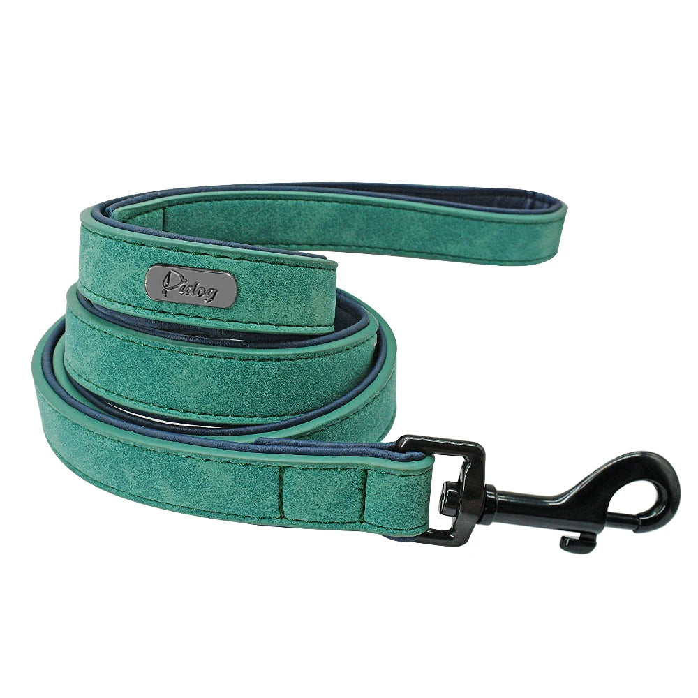 4ft Dog Leash 2 Layer Soft Leather Dog Leash  Pet Dog Walking Training Leads with Padded Handle for Medium Large Dogs Pitbull