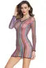 Rainbow Fishnet Babydoll Sleepwear | Long Sleeve Sheer Chemise Lingerie