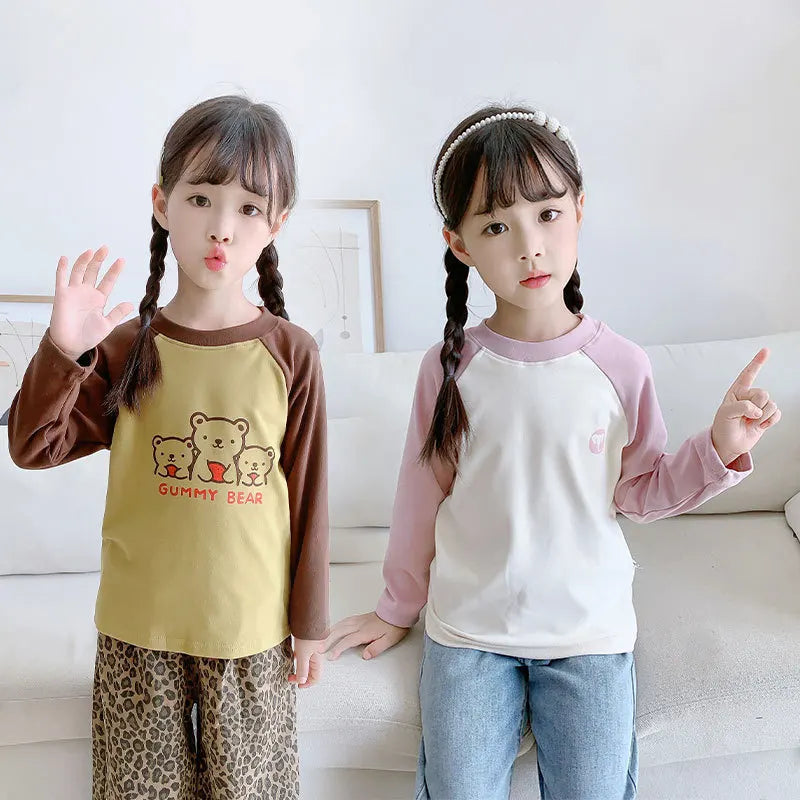 Autumn Winter Long-Sleeved Thermal Underwear Bottoming Baby Boys Girls Close to the Clothes Home Wear Children's Inner Pajamas