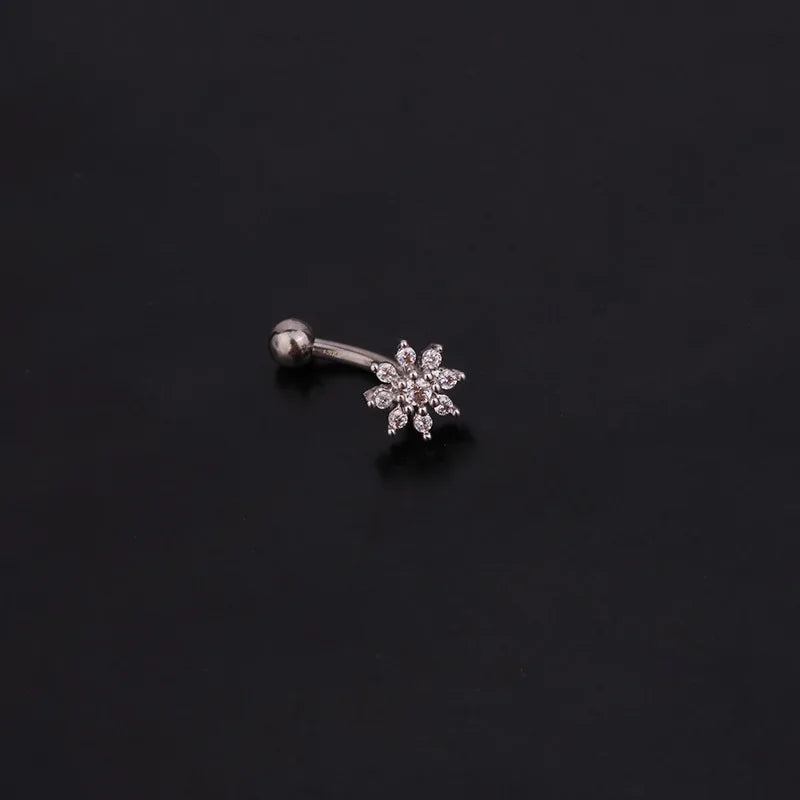 1PC 16G New Flower Stainless Steel IBall Eyebrow Piercing Curved Barbell Lip Ring Snug Daith Helix Rook Earring