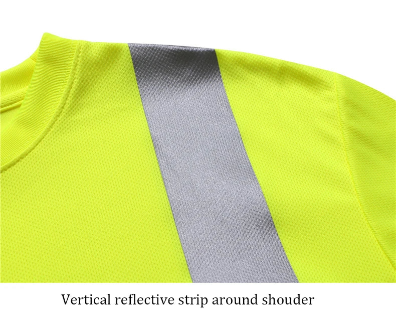 Fluorescent Yellow Workwear T Shirt  Long Sleeve  Breathable shirts for Work Warehouse Construction Class 3