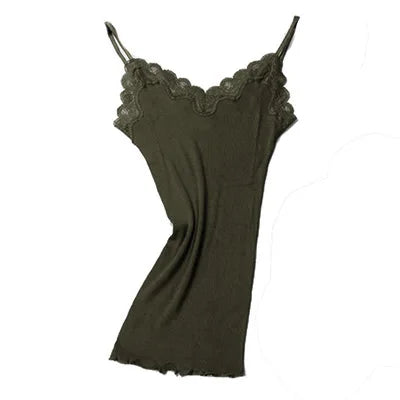 SuyaDream Women Lace Camis 70%Real Silk 30%Cotton Lace Camisoles Spandex knits Soft Basic shirt 2022 New Vest Solid colors