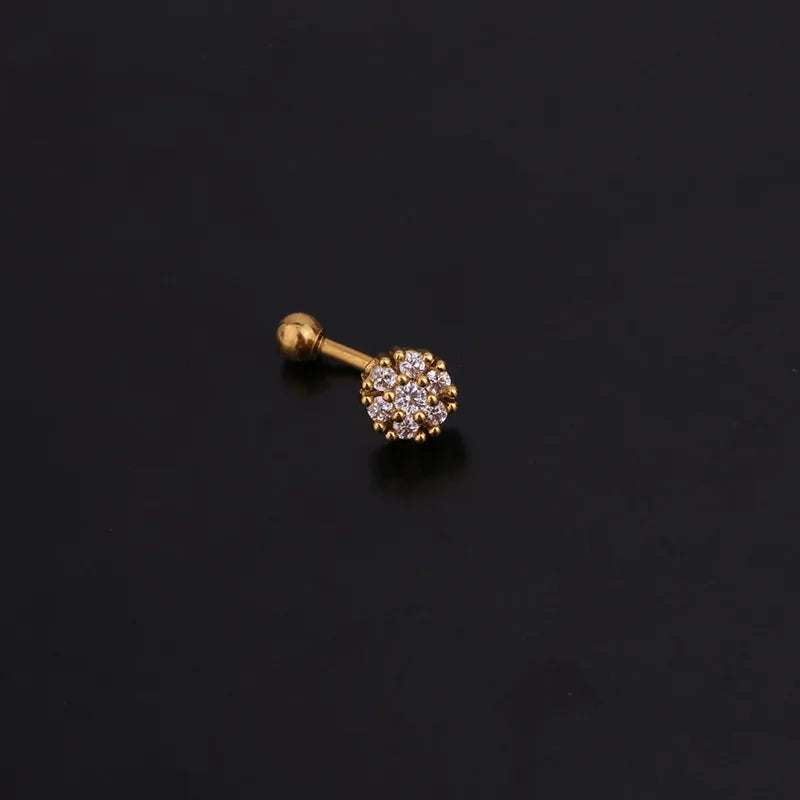 1PC 16G New Flower Stainless Steel IBall Eyebrow Piercing Curved Barbell Lip Ring Snug Daith Helix Rook Earring