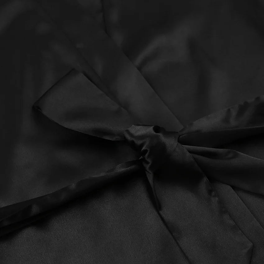 Women's Satin Bridal Robe with Feathers | Luxury Silk Nighty Sleepwear