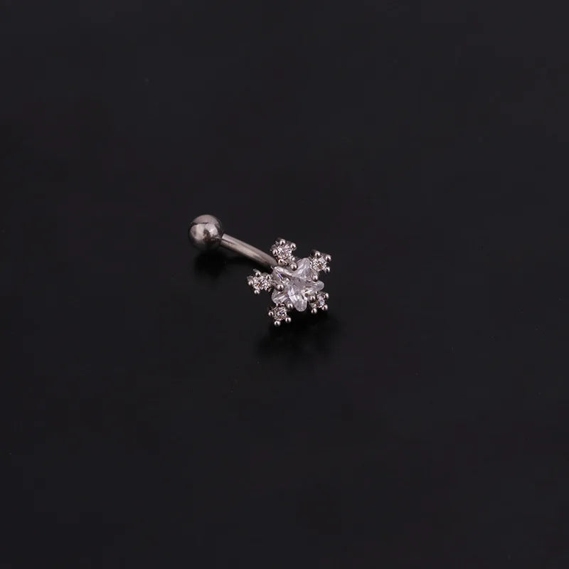 1PC 16G New Flower Stainless Steel IBall Eyebrow Piercing Curved Barbell Lip Ring Snug Daith Helix Rook Earring