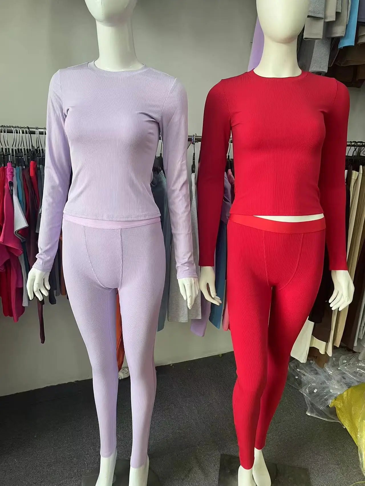 Custom Women's Leggings Lounge Wear Set Long Sleeve Loungewear Women 2 Piece Sets Outfits Breathable Women Clothes Ropa De Mujer