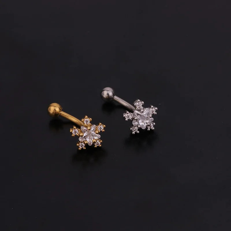 1PC 16G New Flower Stainless Steel IBall Eyebrow Piercing Curved Barbell Lip Ring Snug Daith Helix Rook Earring