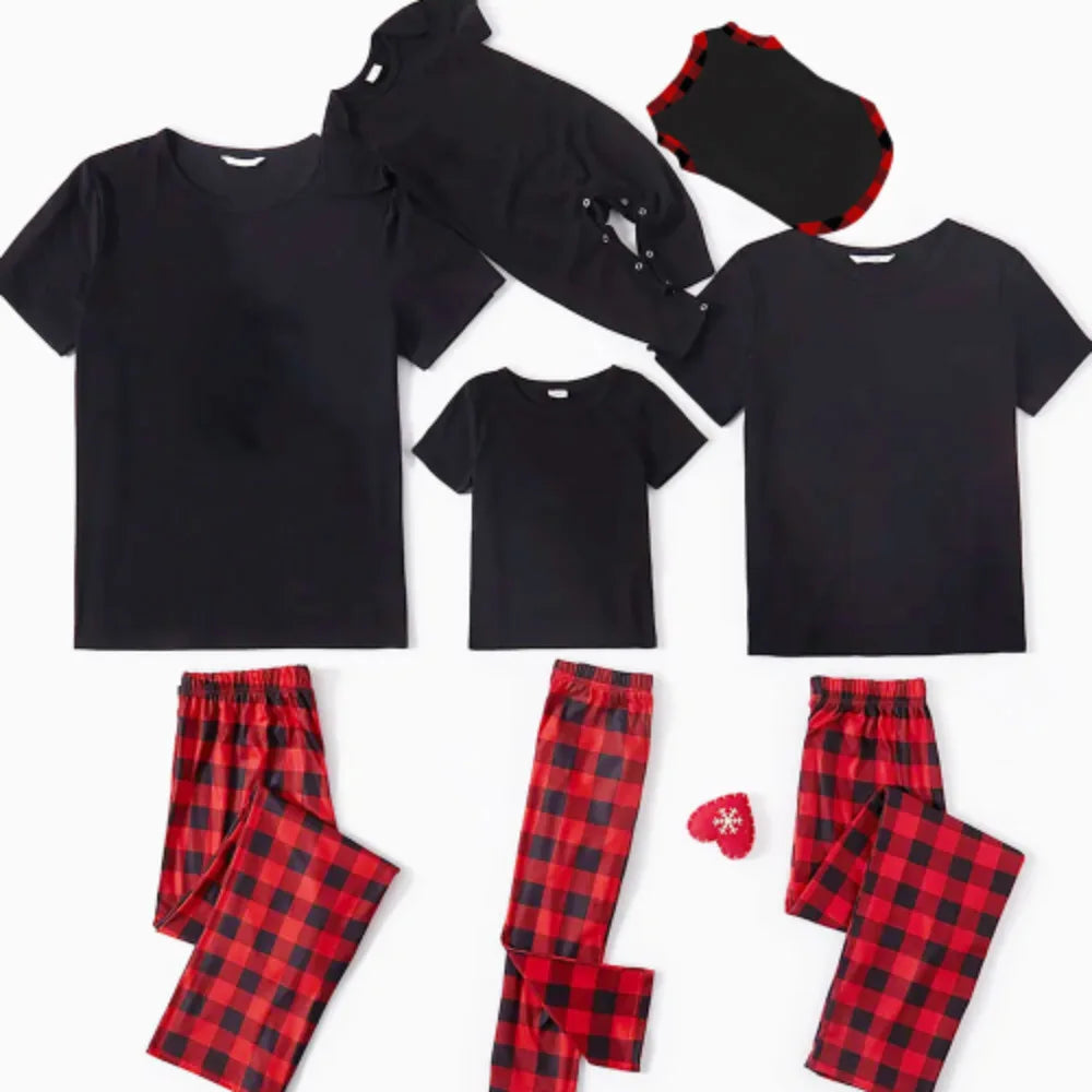 3D Print Christmas Family Matching Pajamas Set | Plaid Winter Warm Long Sleeve PJs