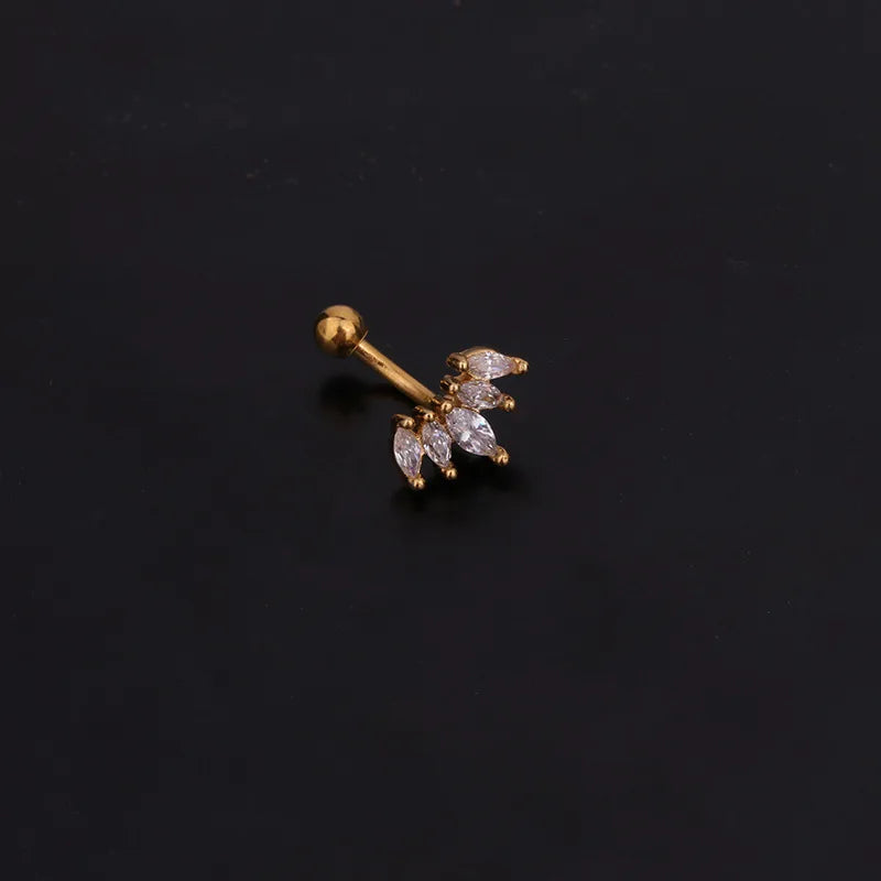 1PC 16G New Flower Stainless Steel IBall Eyebrow Piercing Curved Barbell Lip Ring Snug Daith Helix Rook Earring