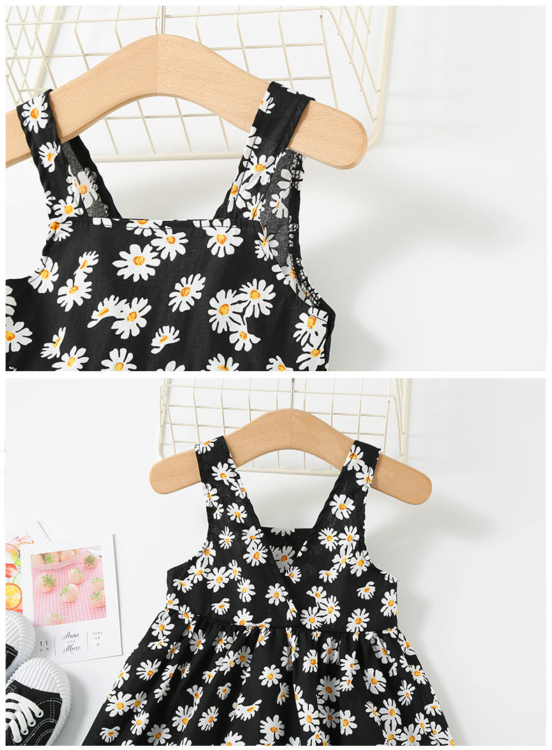 New Baby Girls Sleeveless Flower Print Dresses Clothes Bowknot Kid Summer Princess Dress Children Party Ball Pageant Outfit