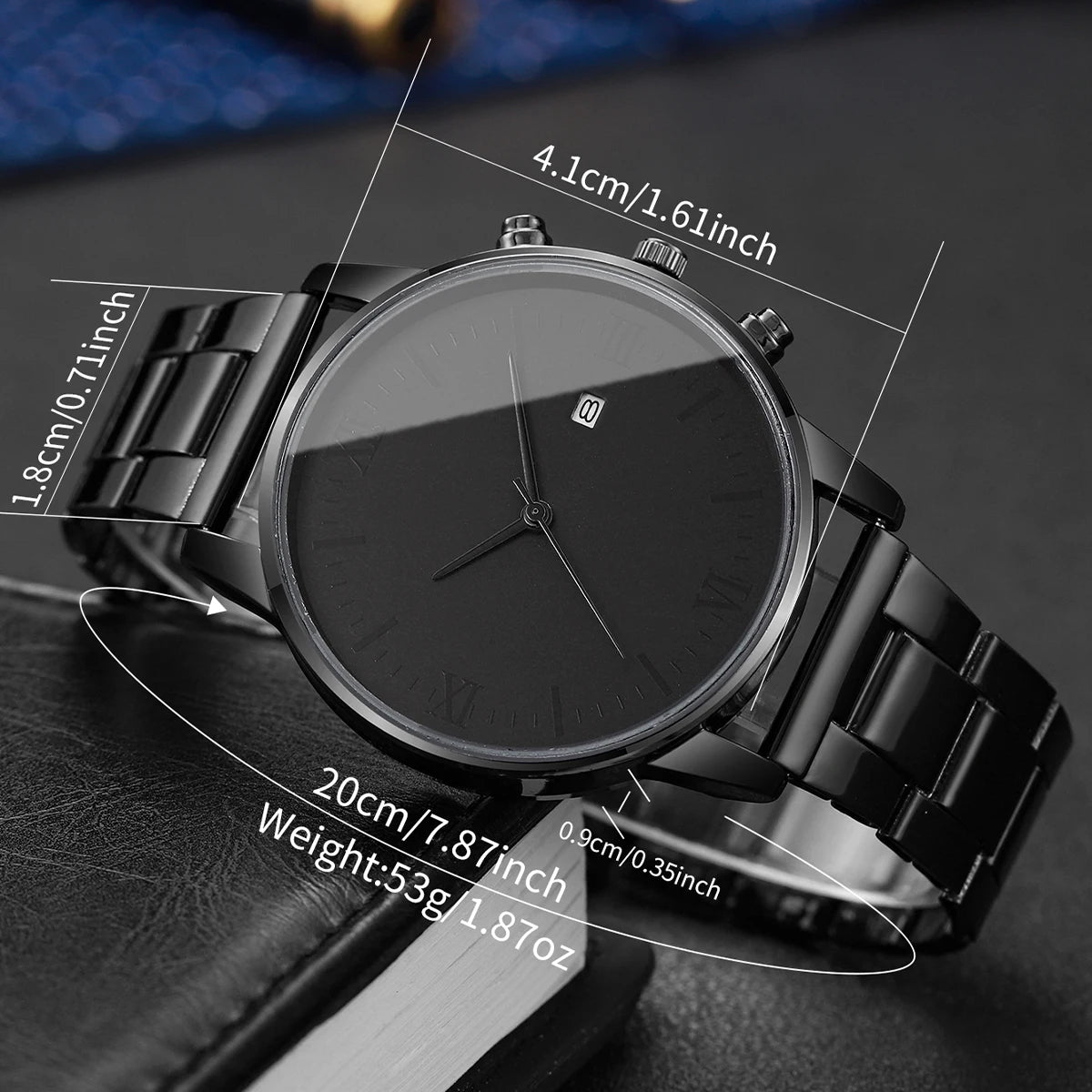1/2/4PCS Fashion Men Business Watches Simple Roma Dial Analog Quartz Watch for Men Calendar Clock Reloj Hombre（Without Box）