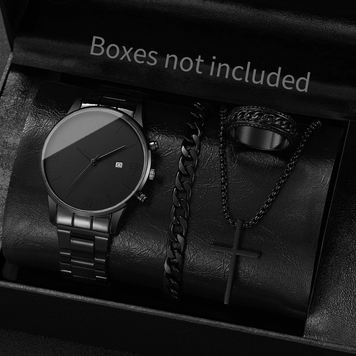 1/2/4PCS Fashion Men Business Watches Simple Roma Dial Analog Quartz Watch for Men Calendar Clock Reloj Hombre（Without Box）