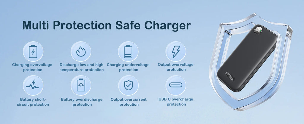 Ultra-Slim 10000mAh Portable Charger with Fast Charging (Max 12V/4.5A), USB-C Input/Output, Lightweight Travel Power Bank.