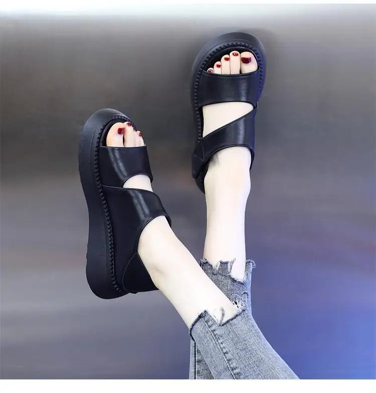 New 2025 Women's Beach Sandals Thick Bottom Roman Shoes comfortable soft sole versatile casual small fresh sandals fashion