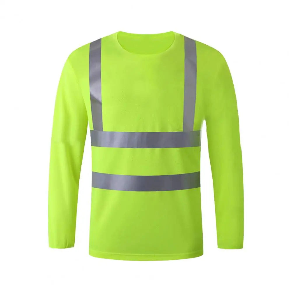 Reflective Safety T-Shirt 360 Degree Reflective Zones High Visibility Long Sleeves Outdoor Construction Worker Top for Night