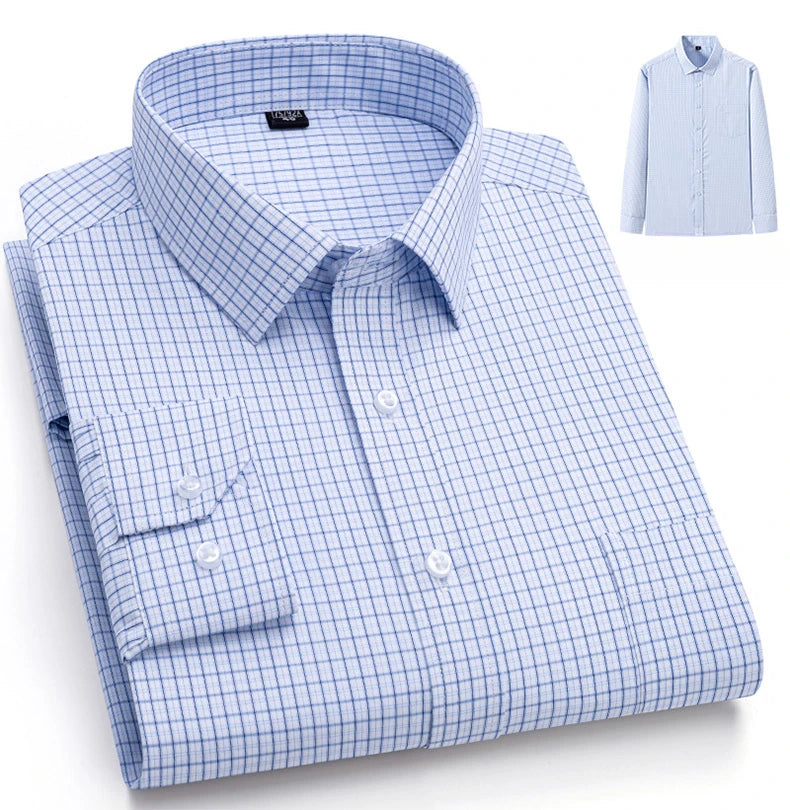 New in shirt elegant 40%cotton long-sleeve shirts for men slim fit Casual plain shirt plaid designer tops houndstooth clothes