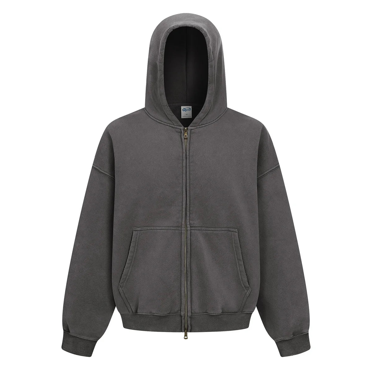New Autumn and Winter Cashmere Zip Up Jacket Streetwear Casual Oversized Acid Washed Wax Printed Hooded Fleece Zipper Hoodie