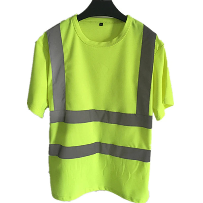 Hi Vis T Shirt Reflective Safety Lime Orange Short Sleeve High Visibility O-Neck Shirt Two Tone Workwear Shirt