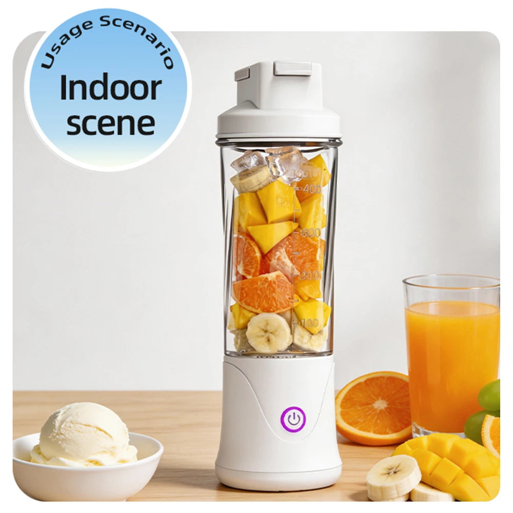 Portable Fruit Juicer Mini Blender 450ML Electric Juice Cup 12 Blades Rechargeable Blender For Shakes And Smoothies Ice Crusher