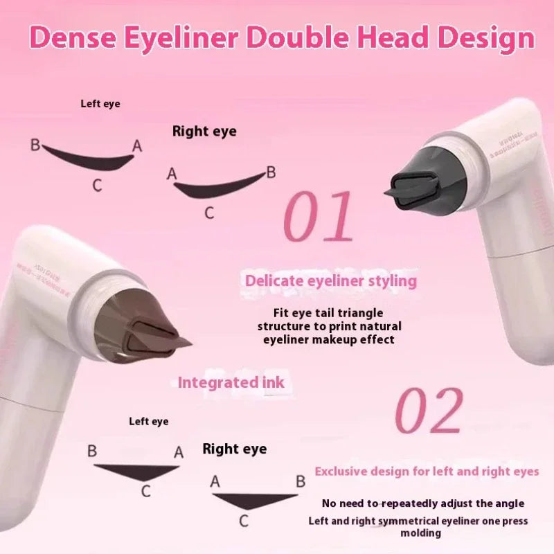 Dual-Head Rotatable Eyeliner Stamp Integrated Waterproof Long Wear Wing Stencil DIY Liquid Eye Liner Pen Fast Drying Makeup