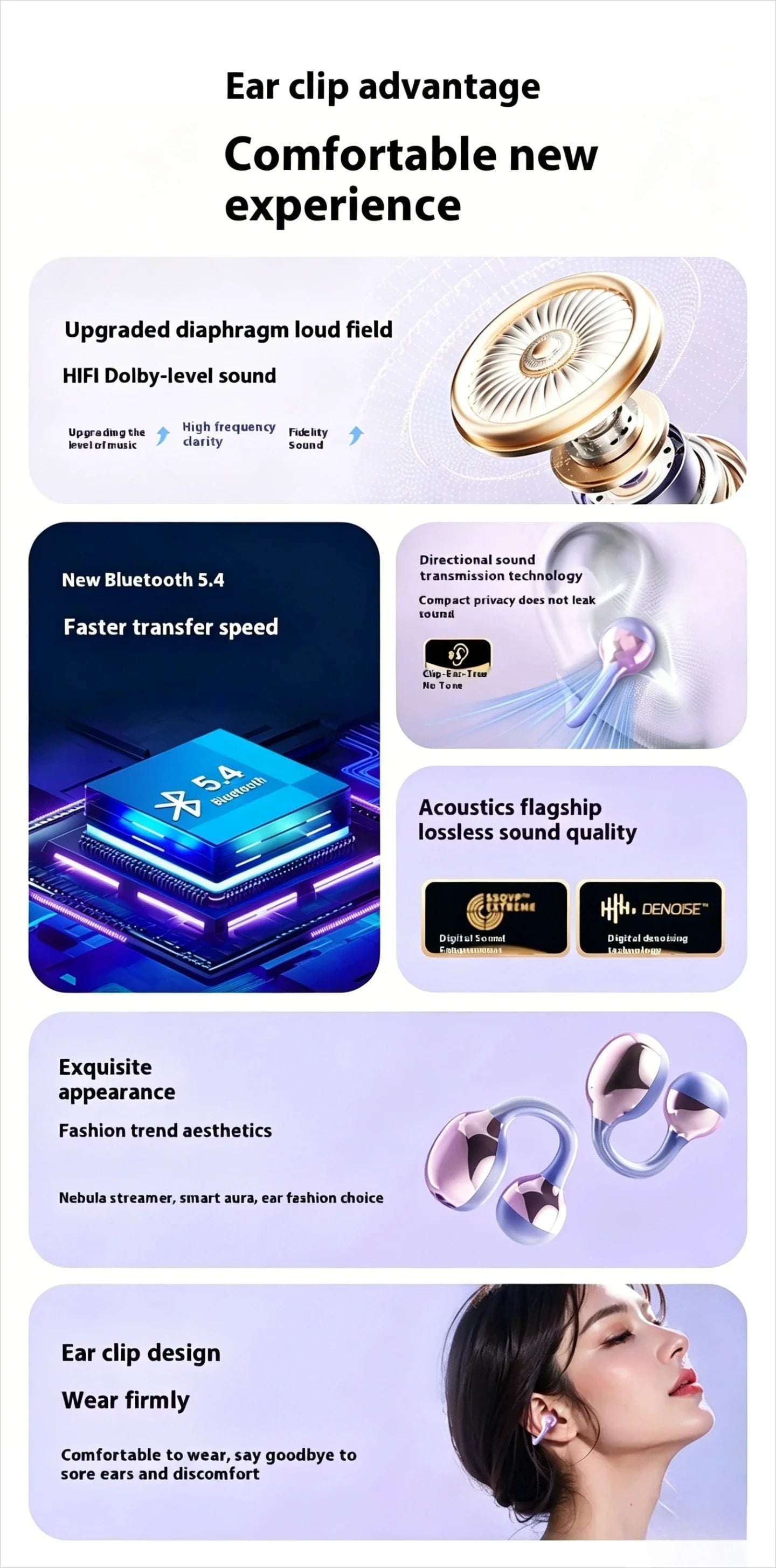 Bluetooth 5.4 Wireless Earphones with Digital Display Dolby-Quality Hi-Fi Audio Dynamic Sound Range and Integrated Call Mic