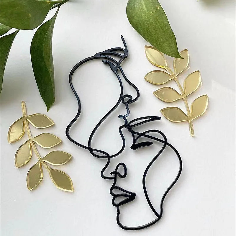New Gold Portrait Happy Birthday Cake Topper Black Acrylic Abstract Art Boys Girls Party Cake Topper Baby Shower Girl Decoration