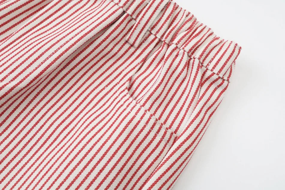 Family Matching Pinstripe Denim Patch Outfits – Baby Girl, Boys & Kids Clothing Set