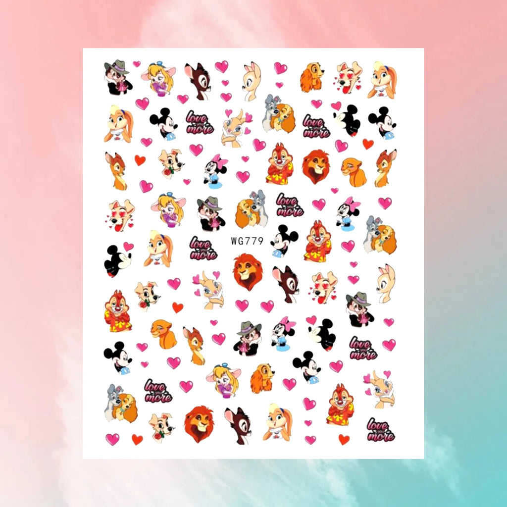 Disney Cartoon Adhesive Nail Stickers Nail Decorative Decals Nail Sliders Stitch Mickey 3D Stickers Press on Nails