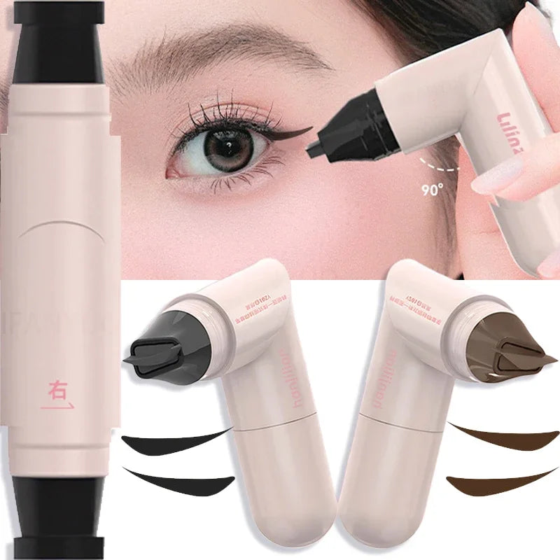 Dual-Head Rotatable Eyeliner Stamp Integrated Waterproof Long Wear Wing Stencil DIY Liquid Eye Liner Pen Fast Drying Makeup