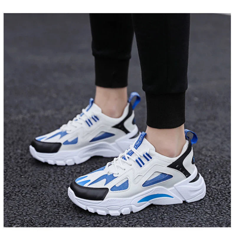 Men's Casual Sports Shoes 2023 New Men Platform Breathable Running Shoes Trendy Leather Stitching Mesh Men Nude Shoes ÐºÑ€Ð¾ÑÑÐ¾Ð²ÐºÐ¸