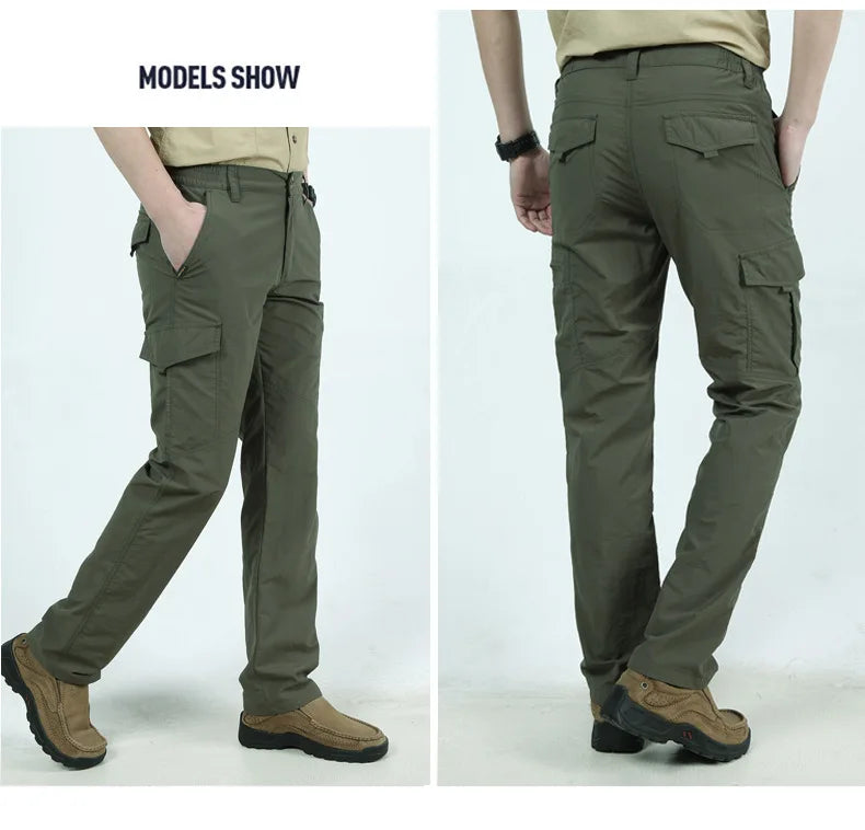 Tactical Waterproof Cargo Pants Men Summer Quick Dry Long Trousers Male Outdoor Sport Trekking Camping Fishing Pants Size M-4XL