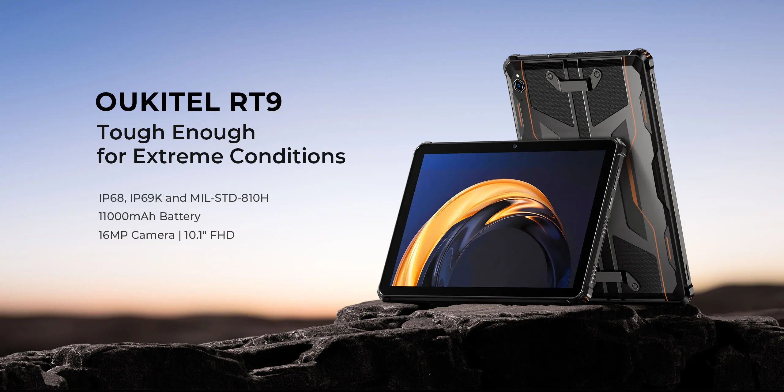 Oukitel RT9 4G Rugged Tablet 10.1" HD Display 24GB RAM 256GB Waterproof Tablet 11000mAh Battery Android 14.0 Tablet PC