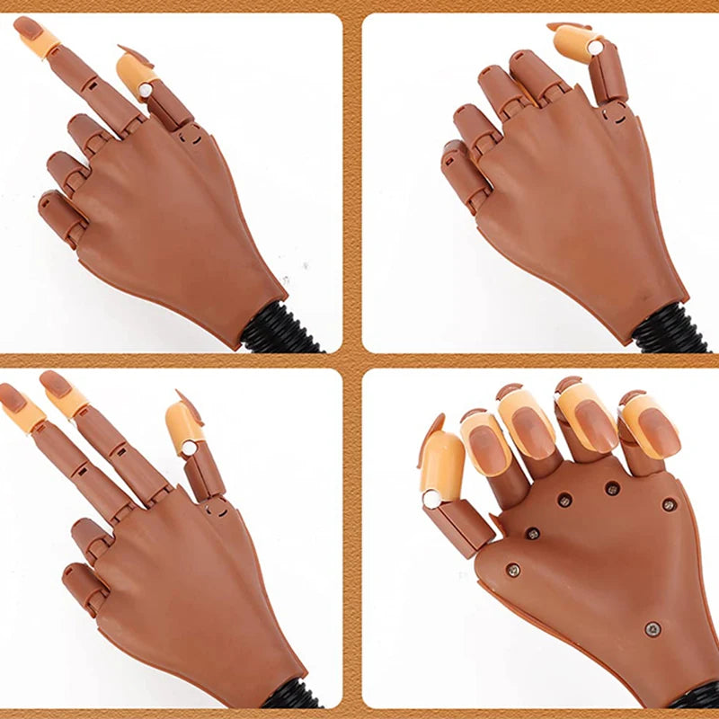 Nail Art Practice Hand Manicure Practice Finger Acrylic Nail Tips with 100pcs Fake Nails Nail Training Equipment Tools