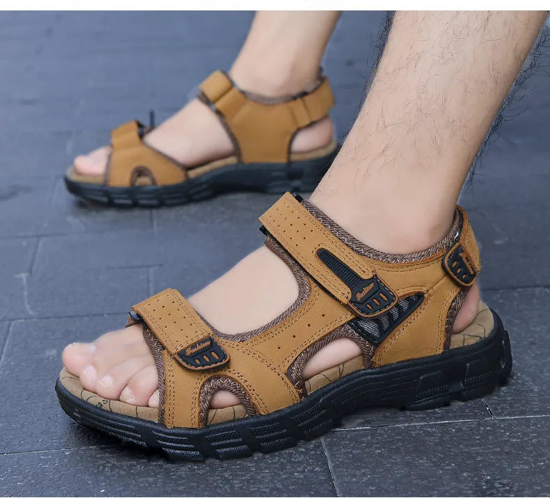 Hot Sale Summer Men's Sandals Outdoor Non-slip Men's Beach Sandals Handmade Genuine Leather Men's Shoes Fashion Men Sneakers