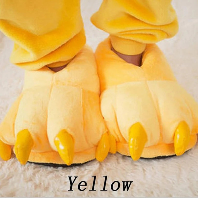 2025 Winter Warm Soft Indoor Floor Slippers Women Men Shoes Paw Funny Animal Christmas Monster Dinosaur Claw Plush Home