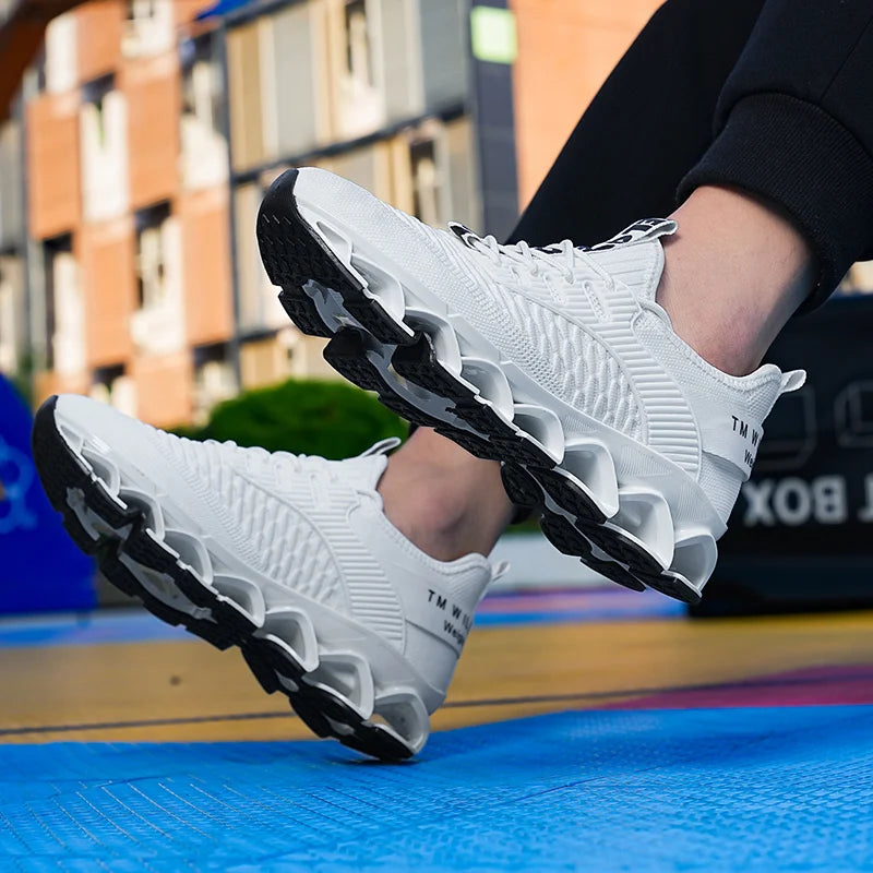 Men's Breathable Mesh Running Shoes Blade Sole Sneakers Lightweight Non-Slip Sports Shoes for Gym Walking Casual Wear