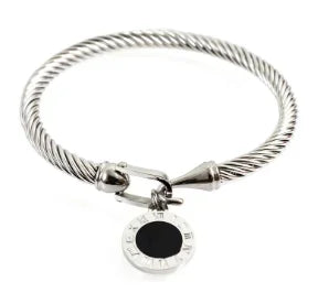 Stainless Steel Crystal Bracelet Bangle – Elegant 3-Stone Fashion Jewelry