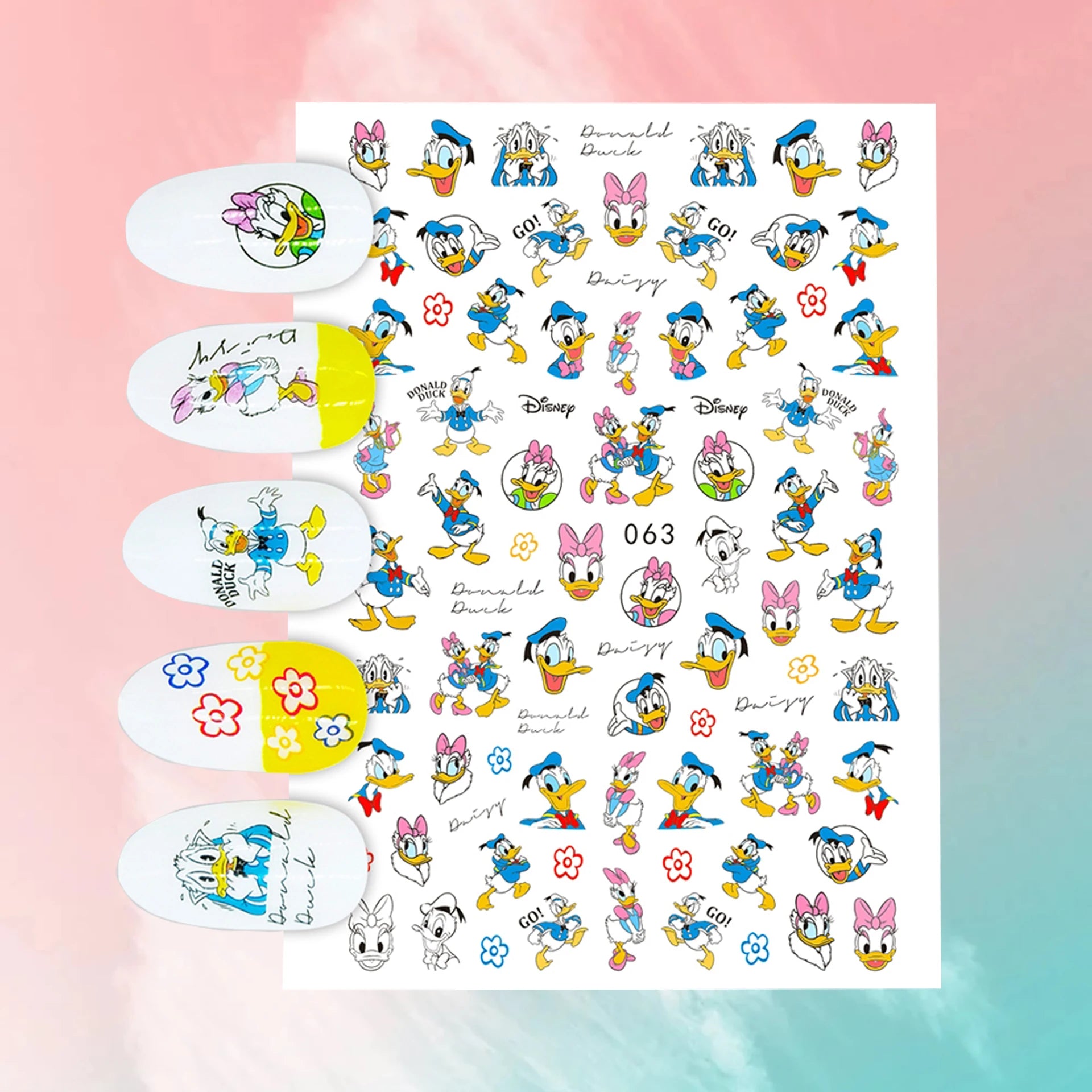 Disney Cartoon Adhesive Nail Stickers Nail Decorative Decals Nail Sliders Stitch Mickey 3D Stickers Press on Nails