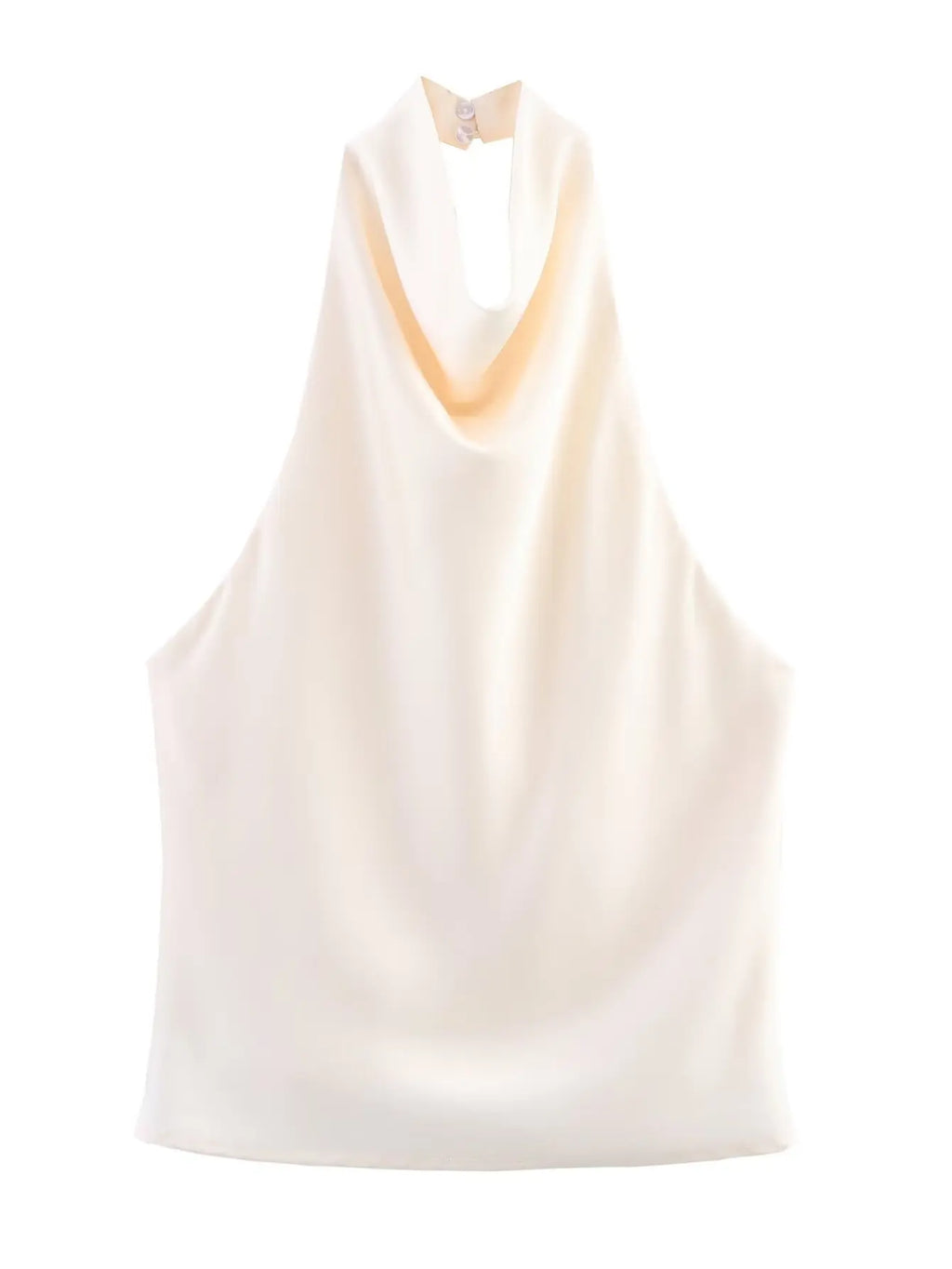 Zevity 2025 Women Chic Solid Color Sleeveless Soft Touch Halter Camis Tank Lady Backless Summer Beach Shirt Blouse Tops LS9365