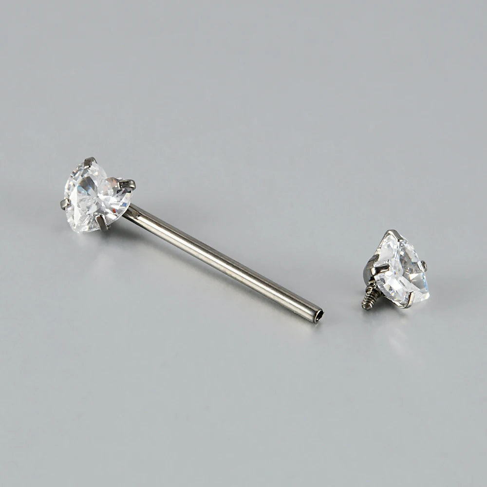 1/2PCS Heart Nipple Piercing Titanium CZ Crystal Sexy Leaf Nipple Shield Ring Nails Barbell Body Pierced Jewelry Chest Decor 16G