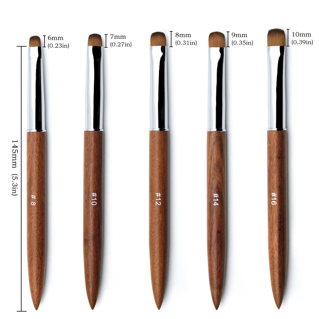 5pcs French Nail Brush Sandalwood Handle Acrylic Drawing Rhinestone Gel Painting Manicure Tool 8-16