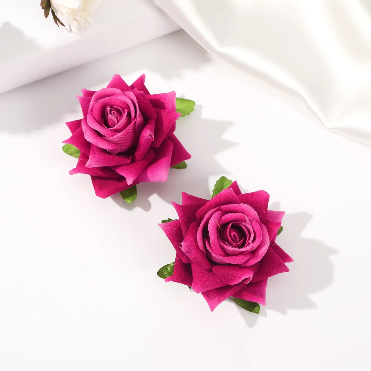 AWAYTR 2pcs New Girls Hair Rope Simulation Flower Cloth Elastic Hair Bands Rose Hair Ties Woman Hair Accesories Wholesale