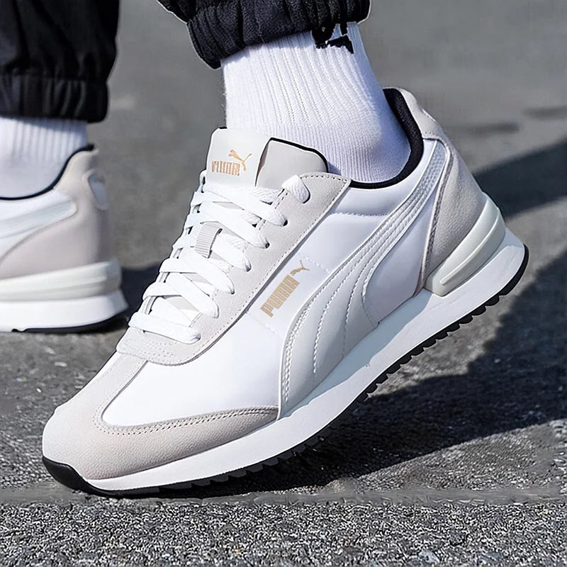 PUMA Unisex White Grey Gold Low Top Sneakers 399250-11 Retro Casual Shoes