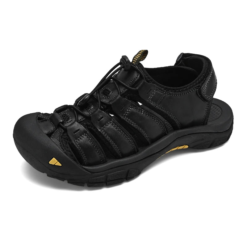 New Summer Genuine Leather Men Sandals Fashion Design Breathable Casual Shoes Men Soft Bottom Large Size Outdoor Beach Sandals